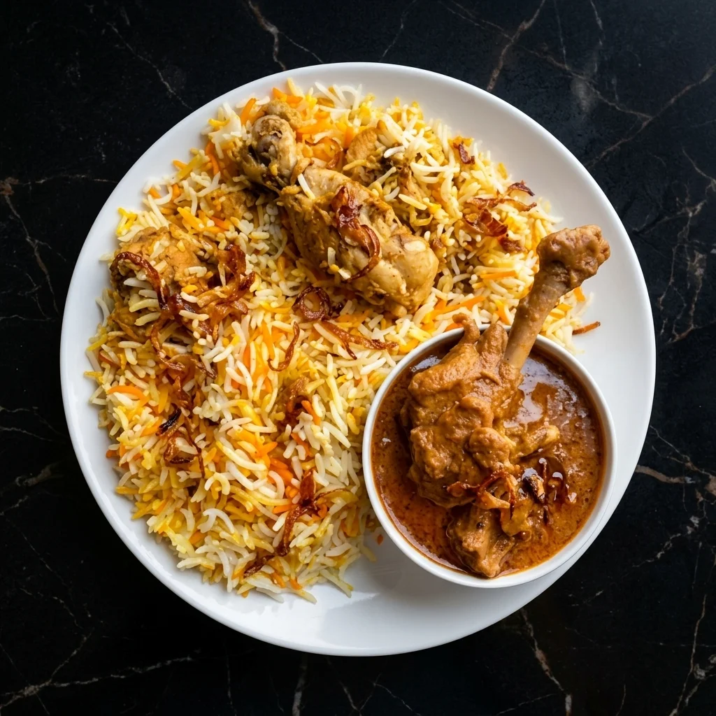 Authentic Hyderabadi thali and biryani feast platters at Hyderabad Biryani House, Fraser Street, Vancouver